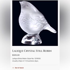 Lalique Frosted Glass Bird Sculpture